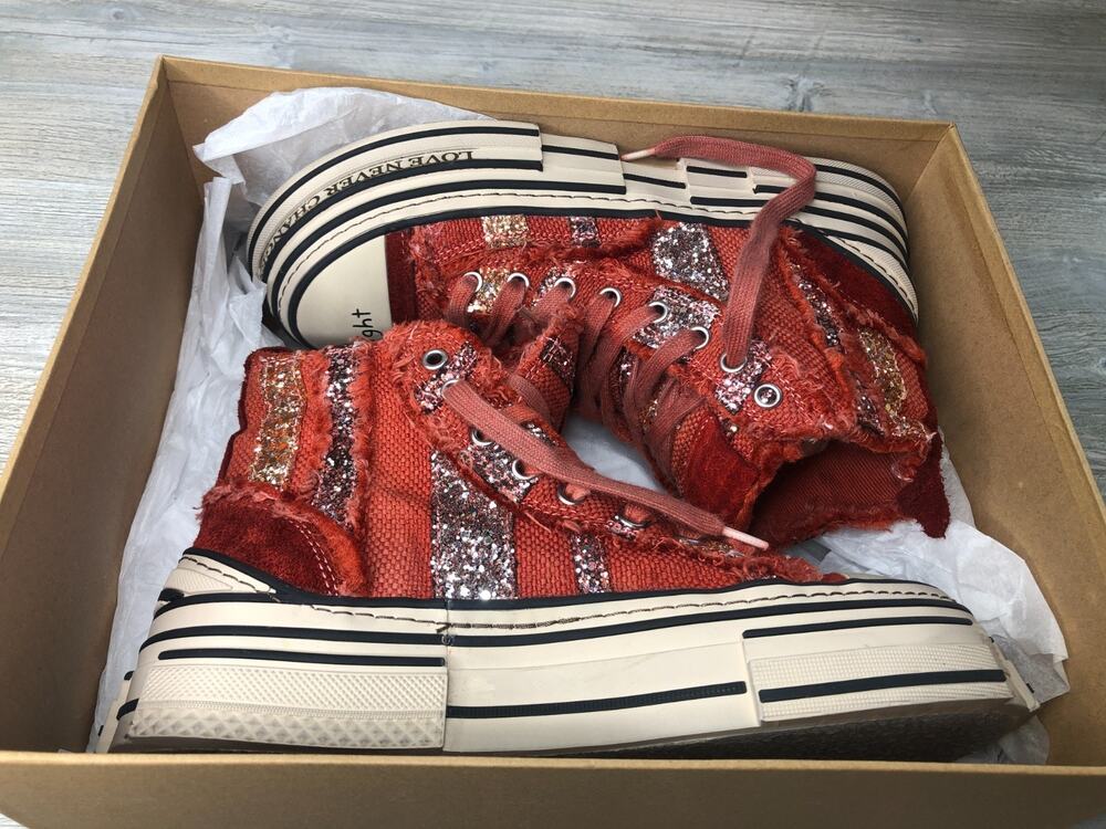 Rebecca White Poppy Serendipity Hidden Wedge Sneaker Shoes Women’s Size EU 39